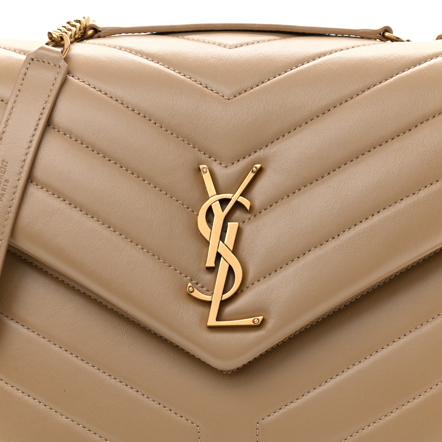 Calfskin Y Quilted Monogram Medium Loulou Chain Satchel Dark Latte
