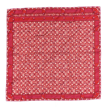 Louis Vuitton Silk Monogram Trunk Floral Print Square Scarf Red Multicolor 1 of 4