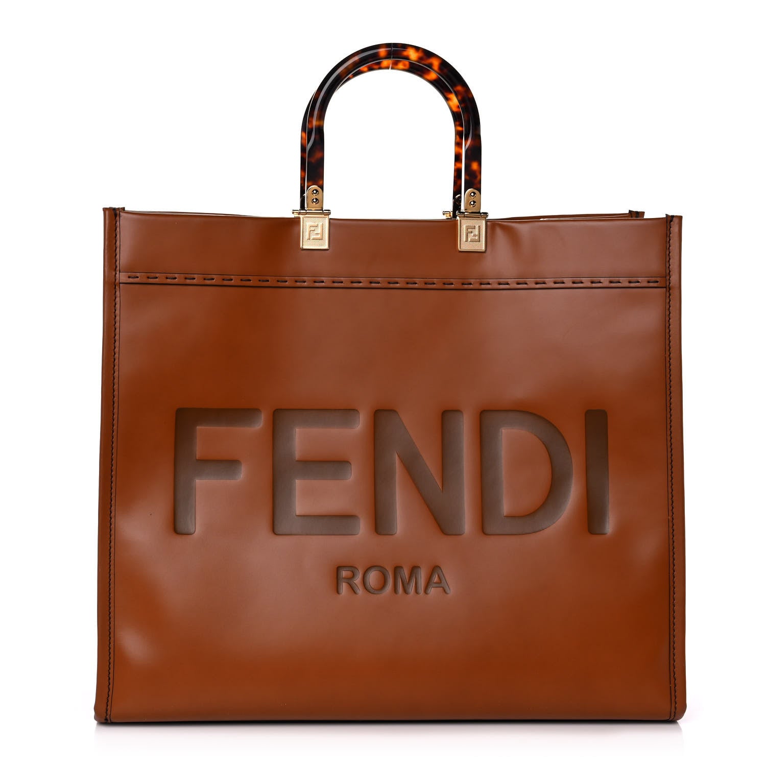 Fendi Vitello King Plexiglass Medium Fendi Sunshine Shopper Tote Cuoio 1 of 12