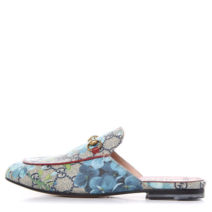 Gucci GG Supreme Monogram Blooms Womens Princetown Slippers 36.5 Beige Blue Navy Hibiscus Red 1 of 9