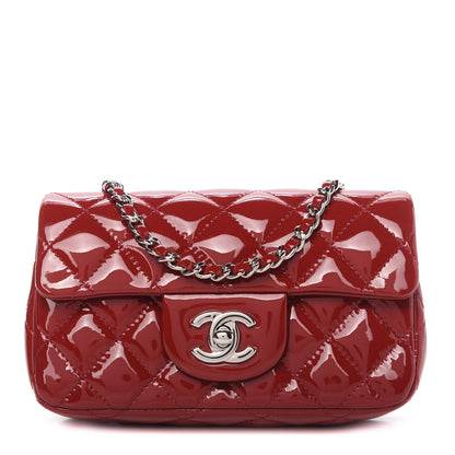 Chanel Patent Calfskin Quilted Extra Mini Rectangular Flap Red 1 of 10