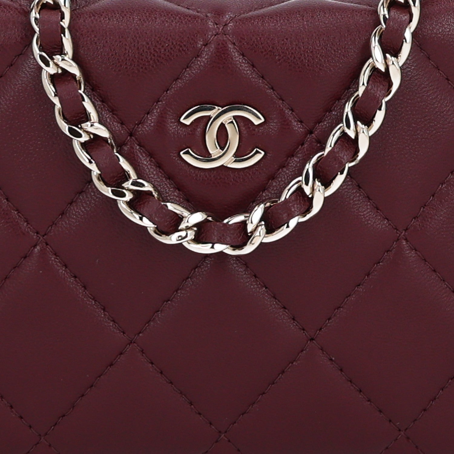 Chanel Lambskin Quilted Hobo Clutch With Chain Dark Burgundy 7 of 10