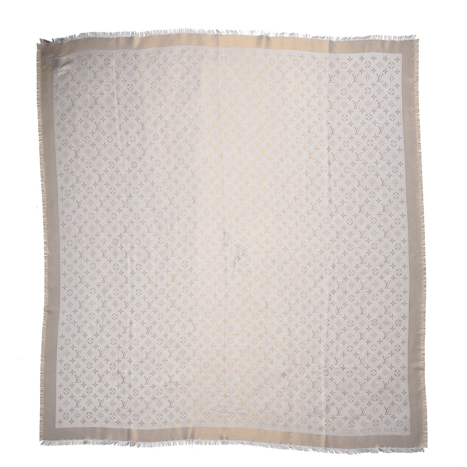 Louis Vuitton Silk Wool Monogram Shine Shawl Beige 1 of 4