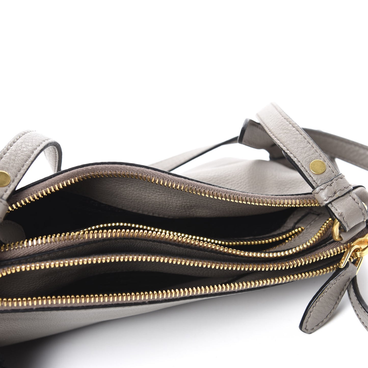 Vitello Phenix Double Zip Crossbody Bag Argilla