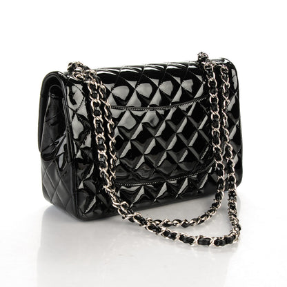 Chanel Patent Quilted Jumbo Double Flap Black 3 of 7
