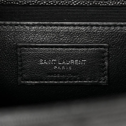 Saint Laurent Grain De Poudre Textured Mixed Matelasse Triquilt Medium Monogram Satchel Black 6 of 12