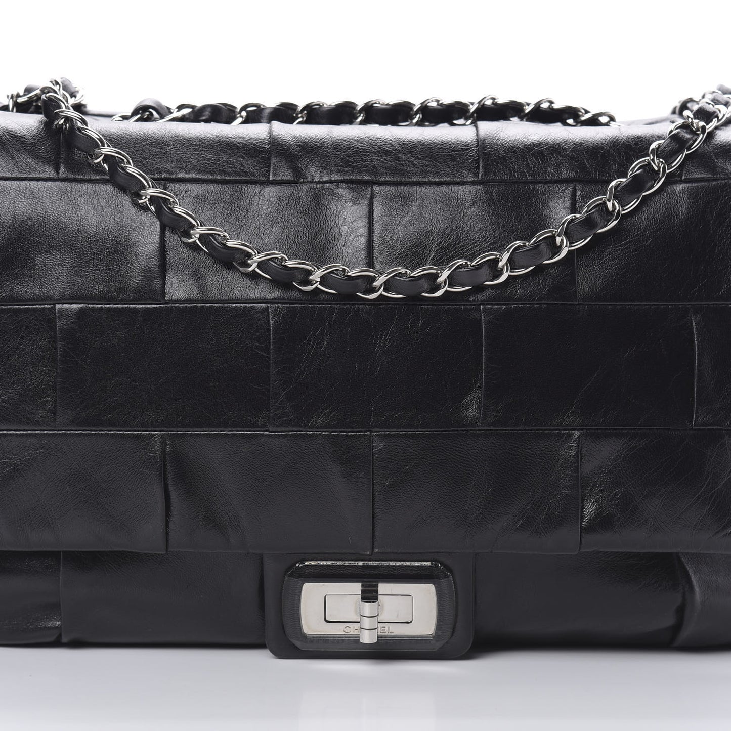 Lambskin Patchwork Medium Mademoiselle Flap Black