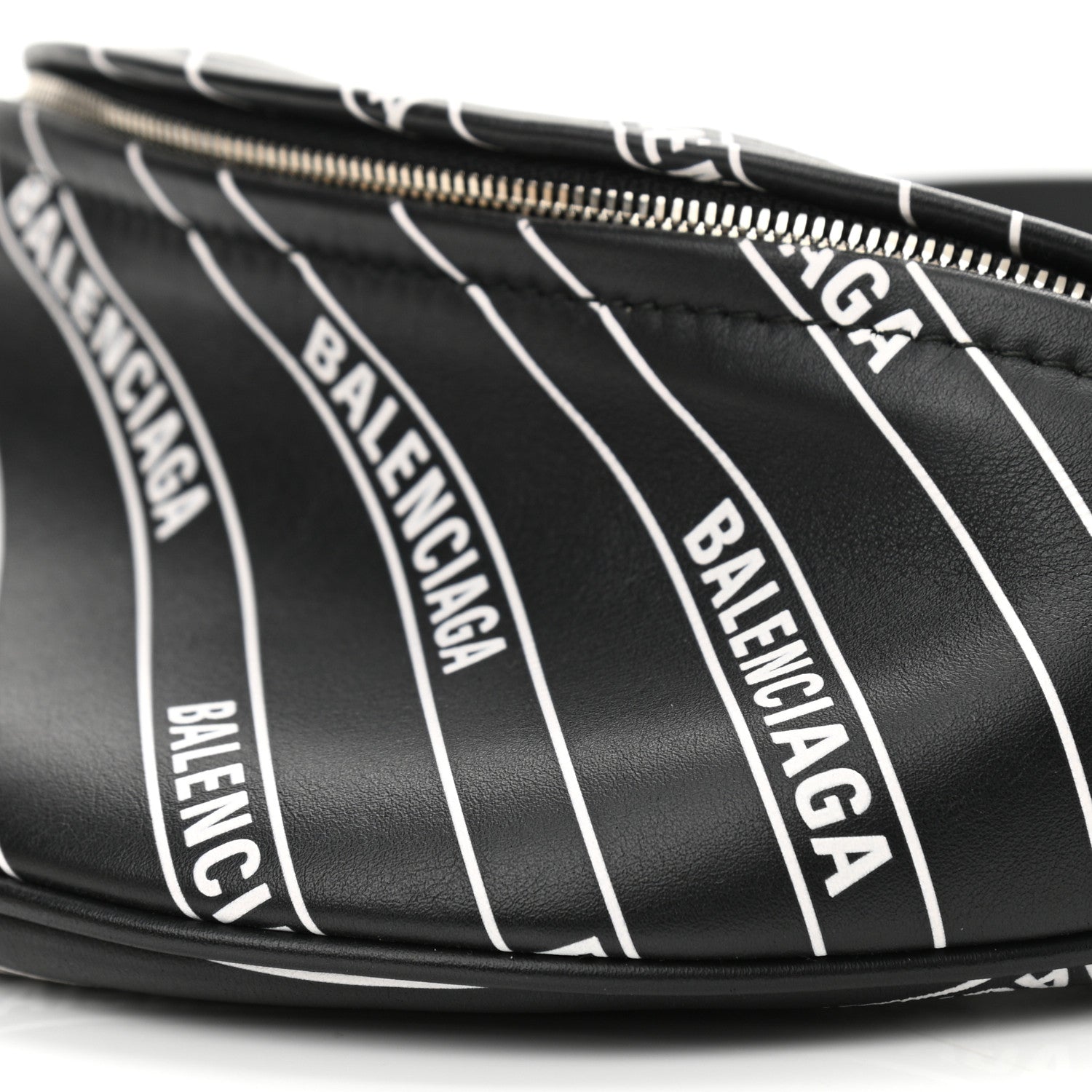 Balenciaga Calfskin Diagonal Allover Logo Print XXS Souvenir Belt Bag Black White 11 of 11
