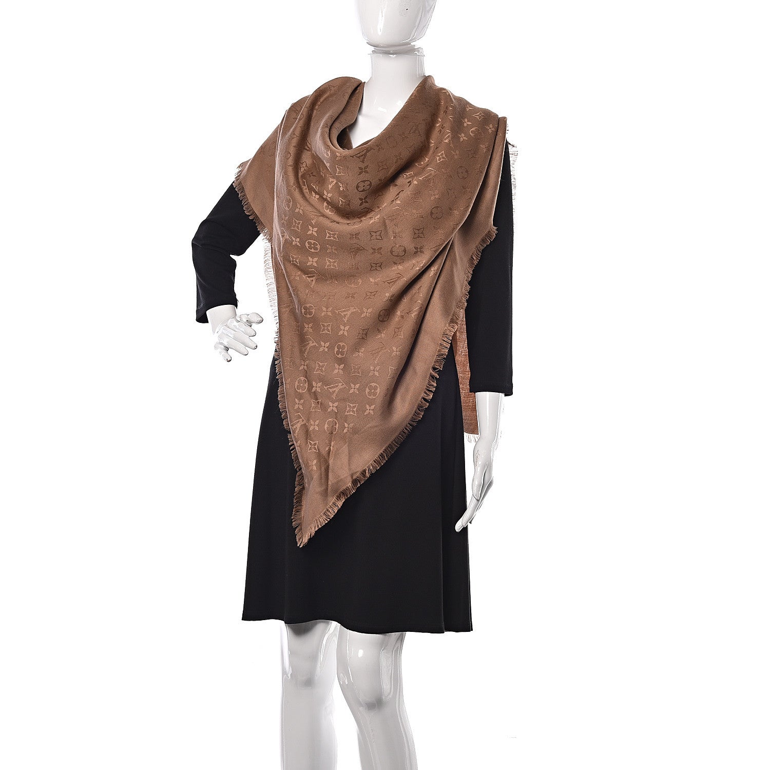 Louis Vuitton Silk Wool Monogram Shawl Dune 2 of 7