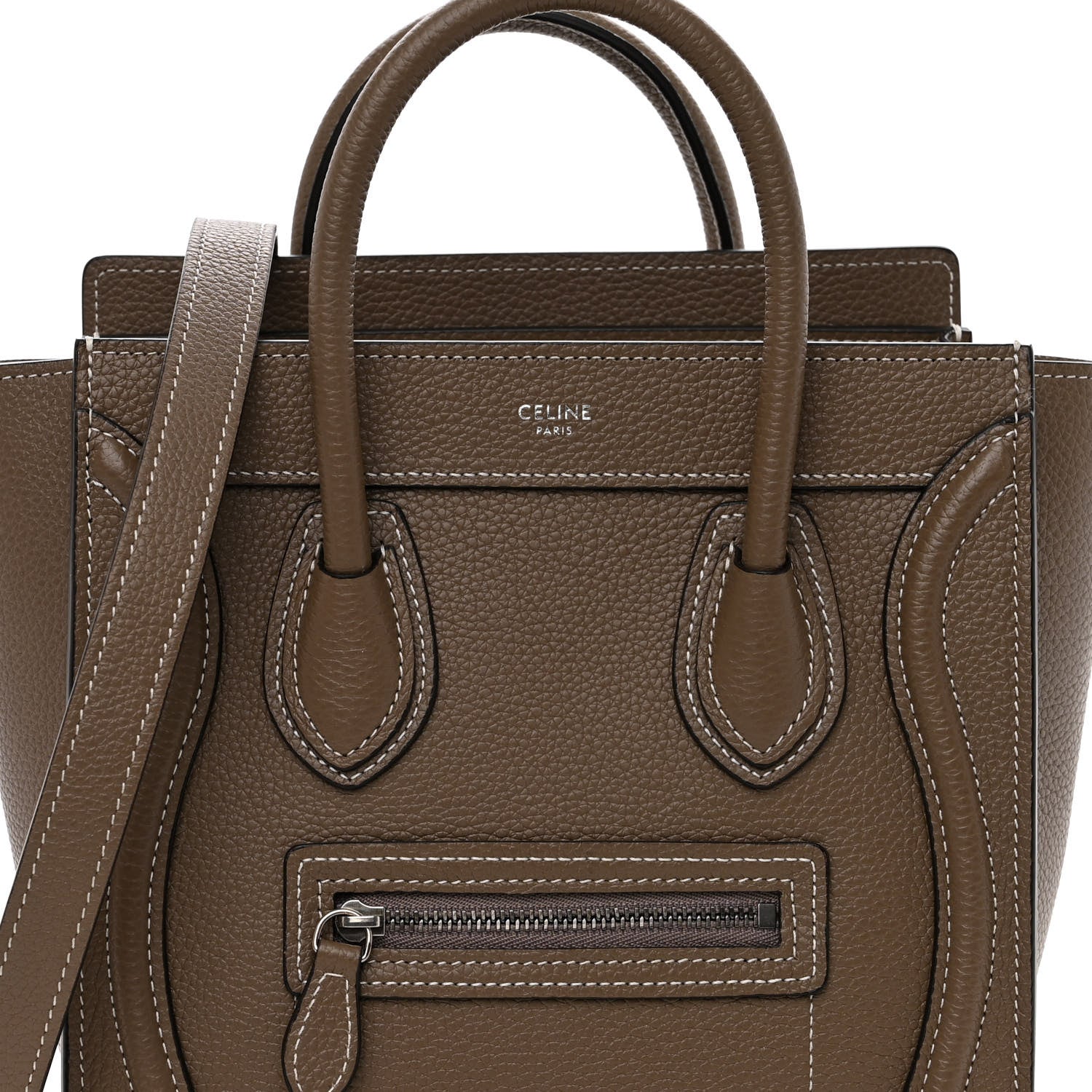 Celine Drummed Calfskin Nano Luggage Souris 8 of 10