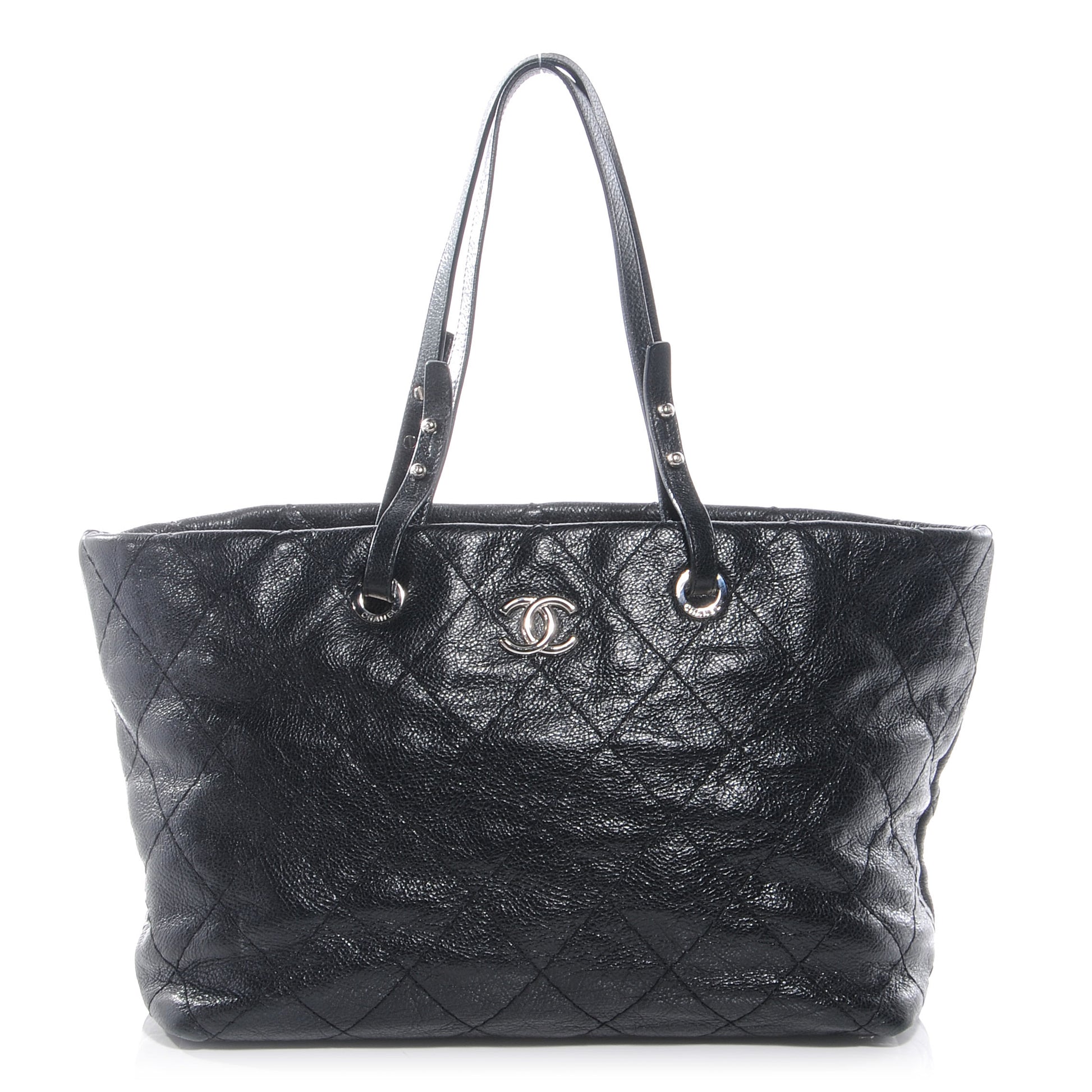 Chanel Glazed Calfskin Large On The Road Tote Black 1 of 8