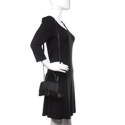 Balenciaga Grained Calfskin Hourglass Top Handle Bag XS Black 2 of 11