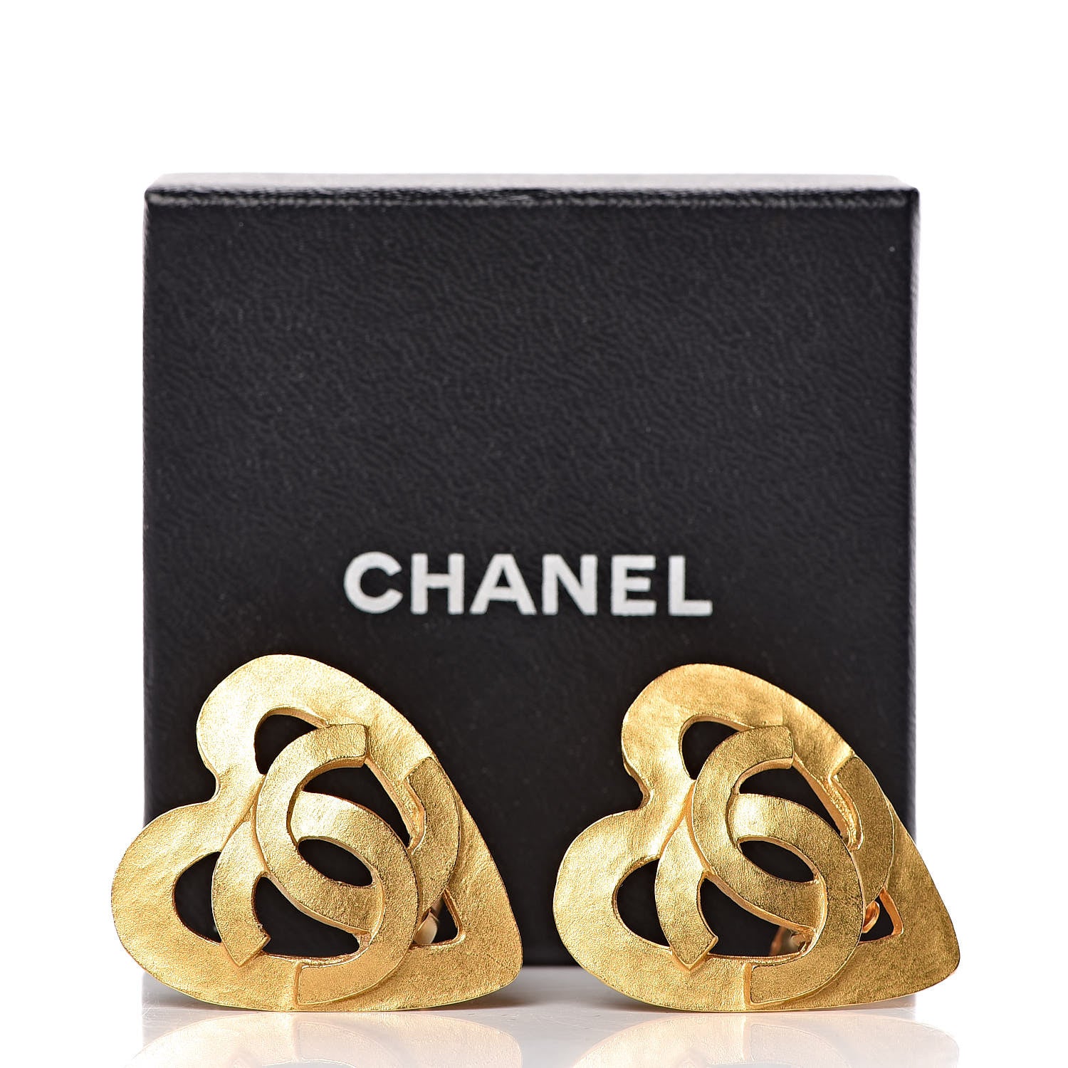 Chanel CC Heart Clip On Earrings Gold 5 of 5