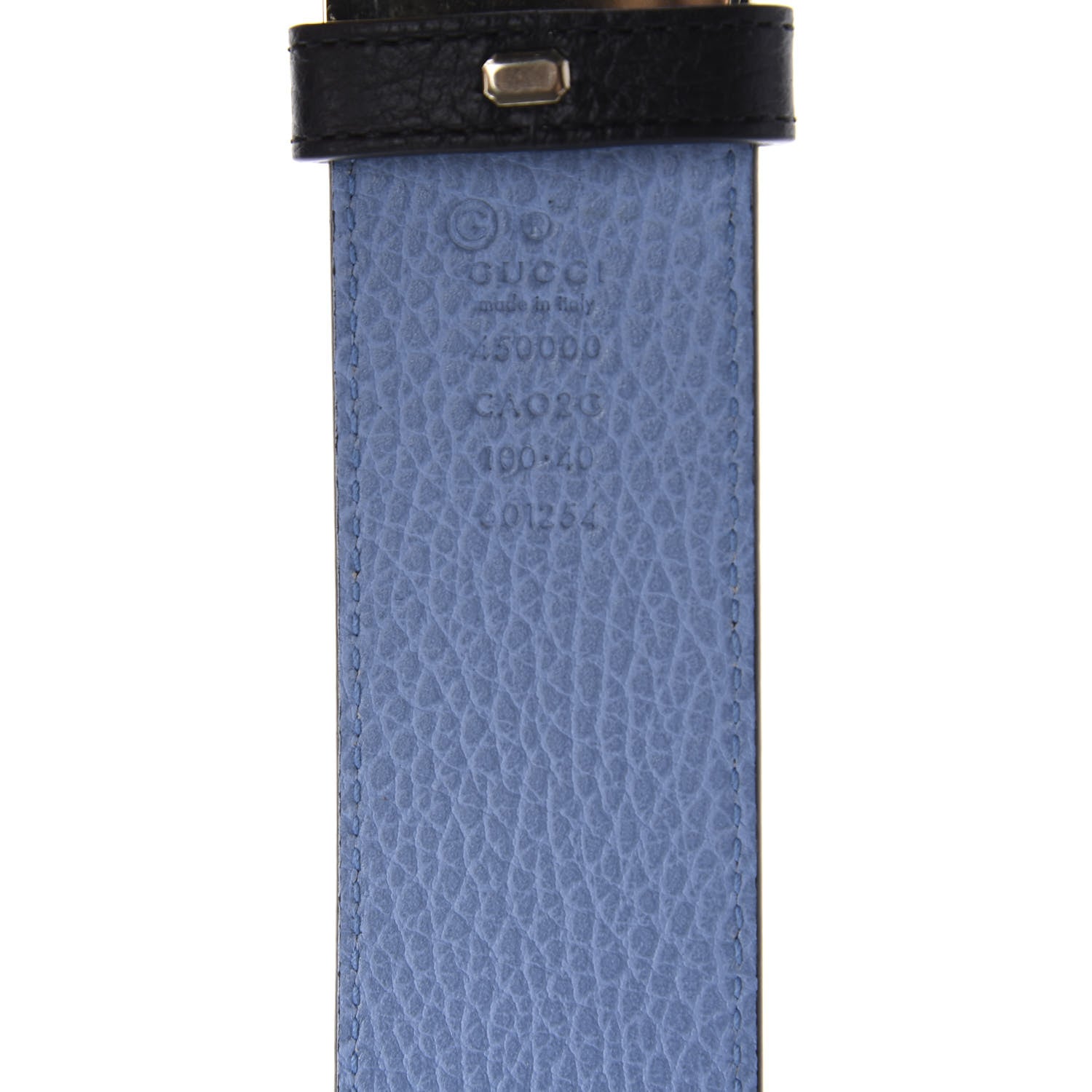 Gucci Dollar Calfskin 1973 Reversible Belt 100 40 Black Mineral Blue 3 of 5