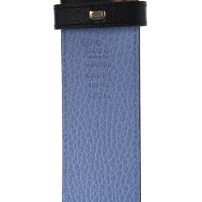 Gucci Dollar Calfskin 1973 Reversible Belt 100 40 Black Mineral Blue 3 of 5