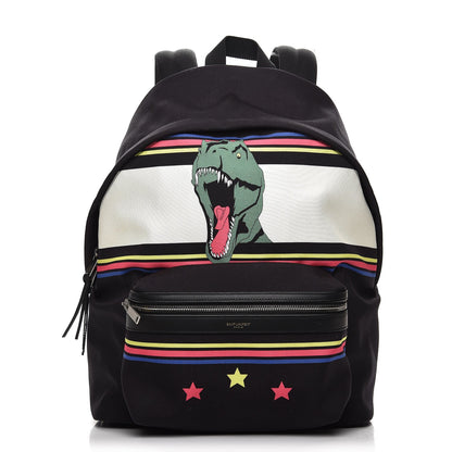 Saint Laurent Nylon Twill Dinosaur Print City Backpack Black Multicolor 1 of 9