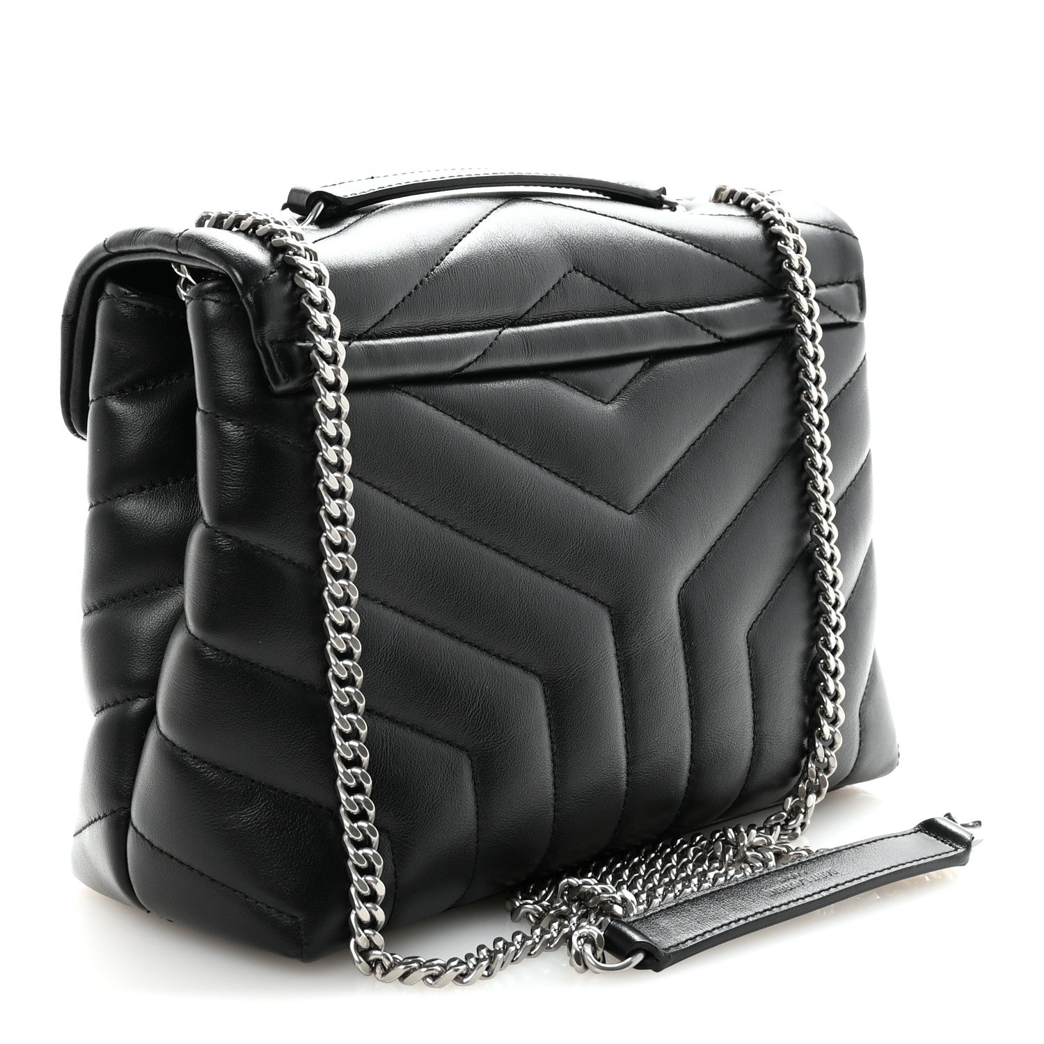 Saint Laurent Calfskin Y Quilted Monogram Small Loulou Chain Satchel Black 3 of 9