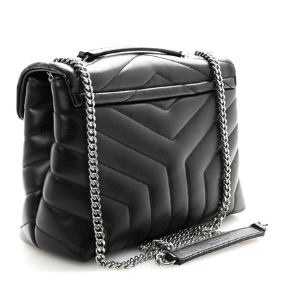 Saint Laurent Calfskin Y Quilted Monogram Small Loulou Chain Satchel Black 3 of 9