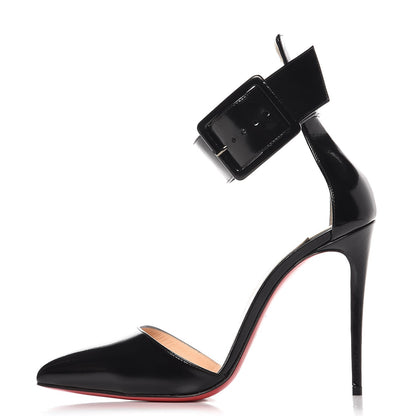 Christian Louboutin Patent Vinyl Harler 100 Ankle Strap Pumps 39 Black 1 of 8