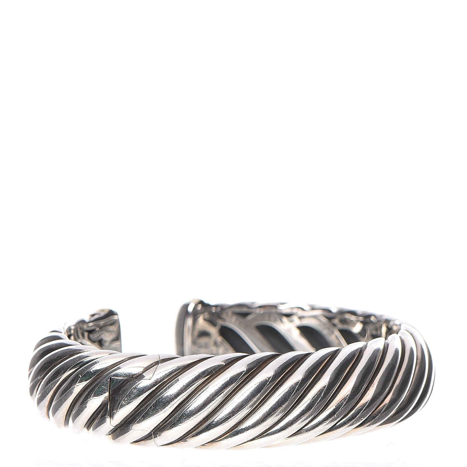 David Yurman Sterling Silver 18K Yellow Gold 15mm Sculpted Cable Cuff 3 of 5