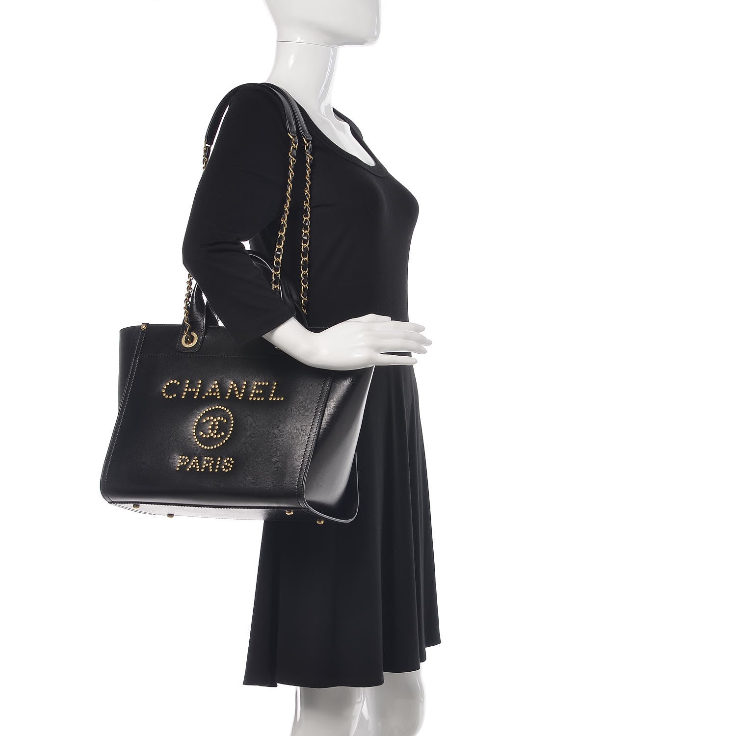 Chanel Caviar Small Studded Deauville Tote Black 2 of 11