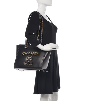 Chanel Caviar Small Studded Deauville Tote Black 2 of 11