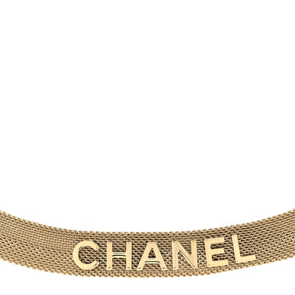 Chanel Mesh Ribbon Choker Necklace Gold 3 of 5