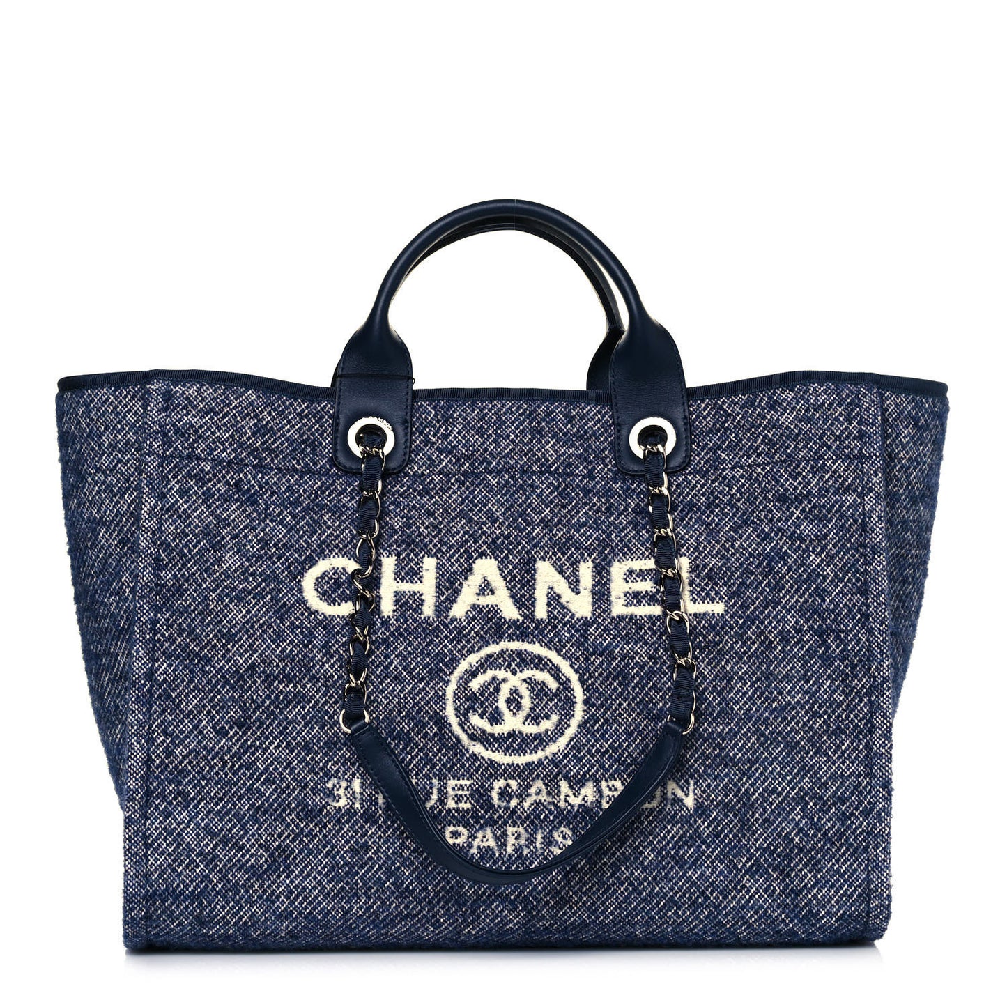 Mixed Fibers Calfskin Medium Deauville Tote Blue