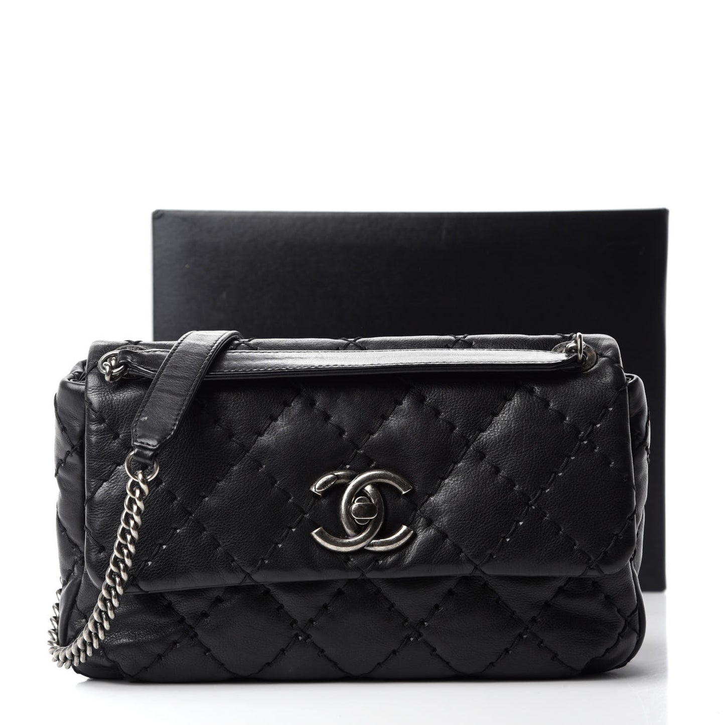 Calfskin Ultimate Stitch Flap Bag Black