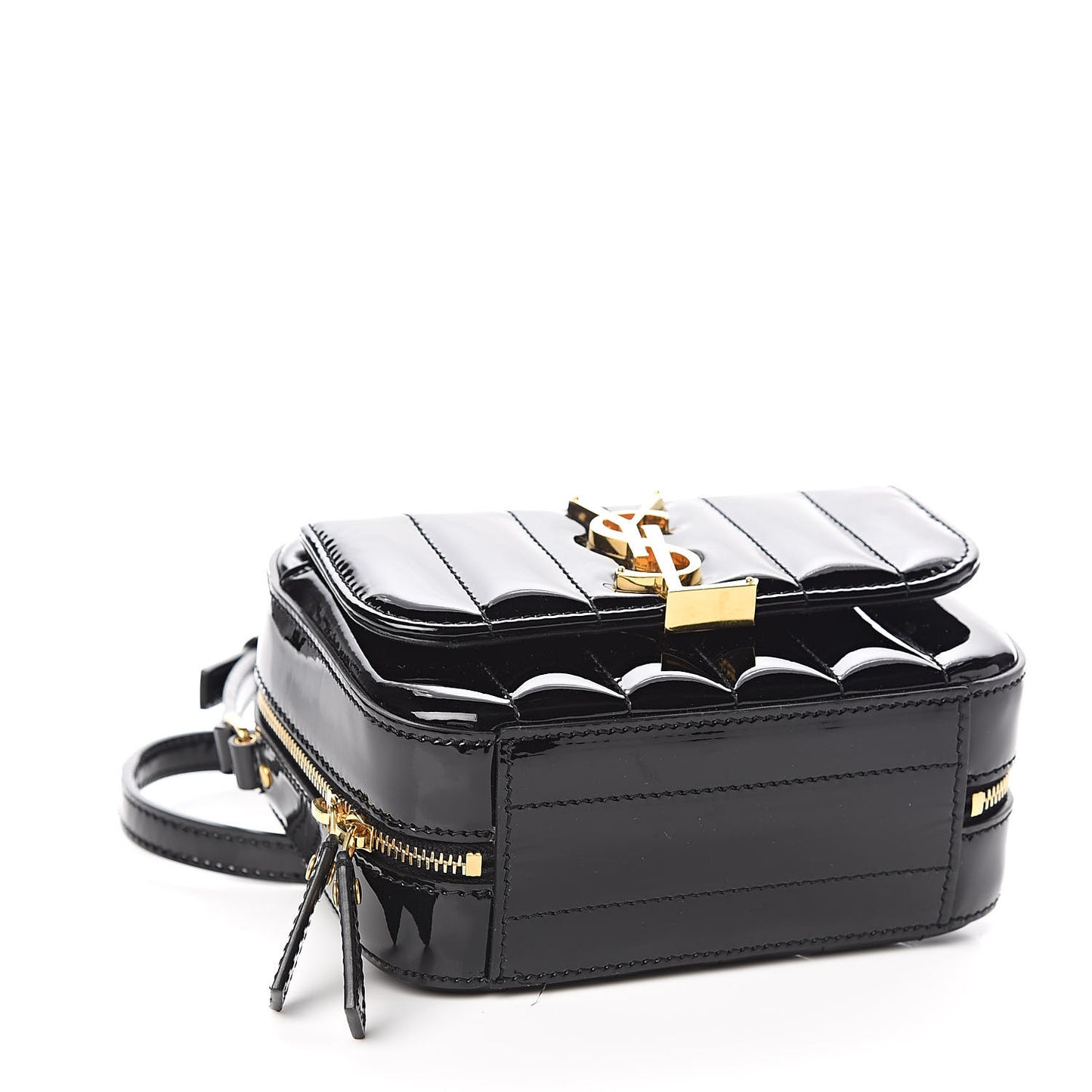 Patent Matelasse Monogram Toy Vicky Camera Bag Black
