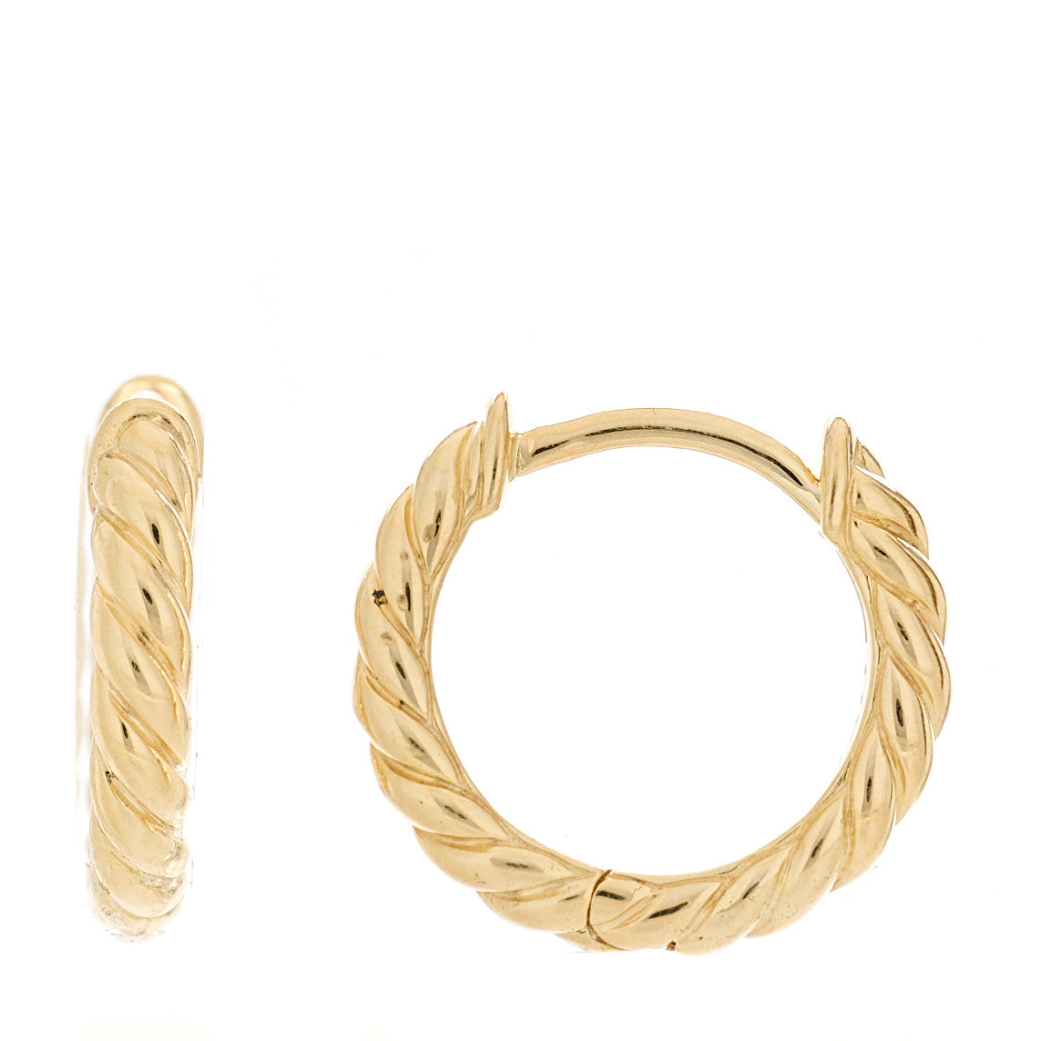 David Yurman 18K Yellow Gold Sculpted Cable Huggie Hoop Earrings 1 of 4