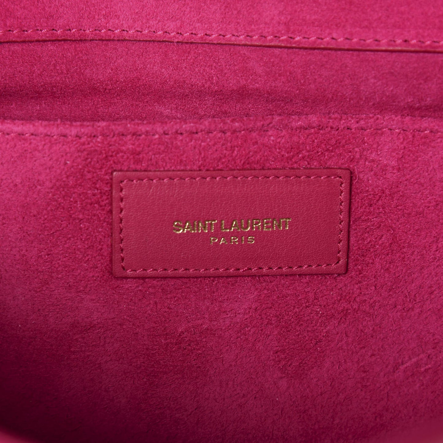 Calfskin Classic Y Ligne Clutch Fuchsia