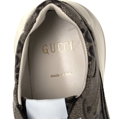 Gucci Maxi GG Supreme Monogram Gucci 100 Womens Rhyton Sneakers 37.5 Beige Ebony 10 of 12