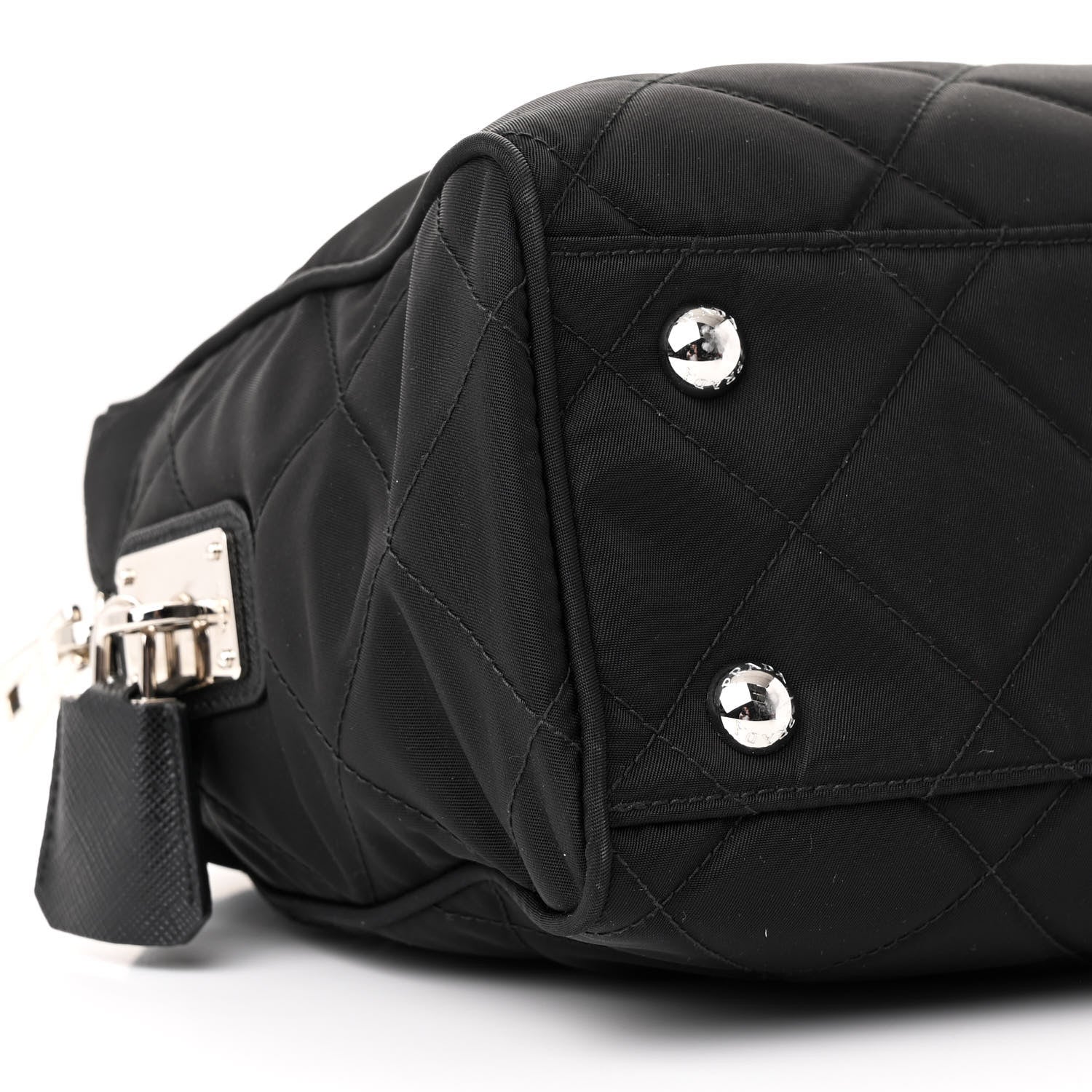Prada Nylon Tessuto Impuntu Quilted Shoulder Bag Black 10 of 11