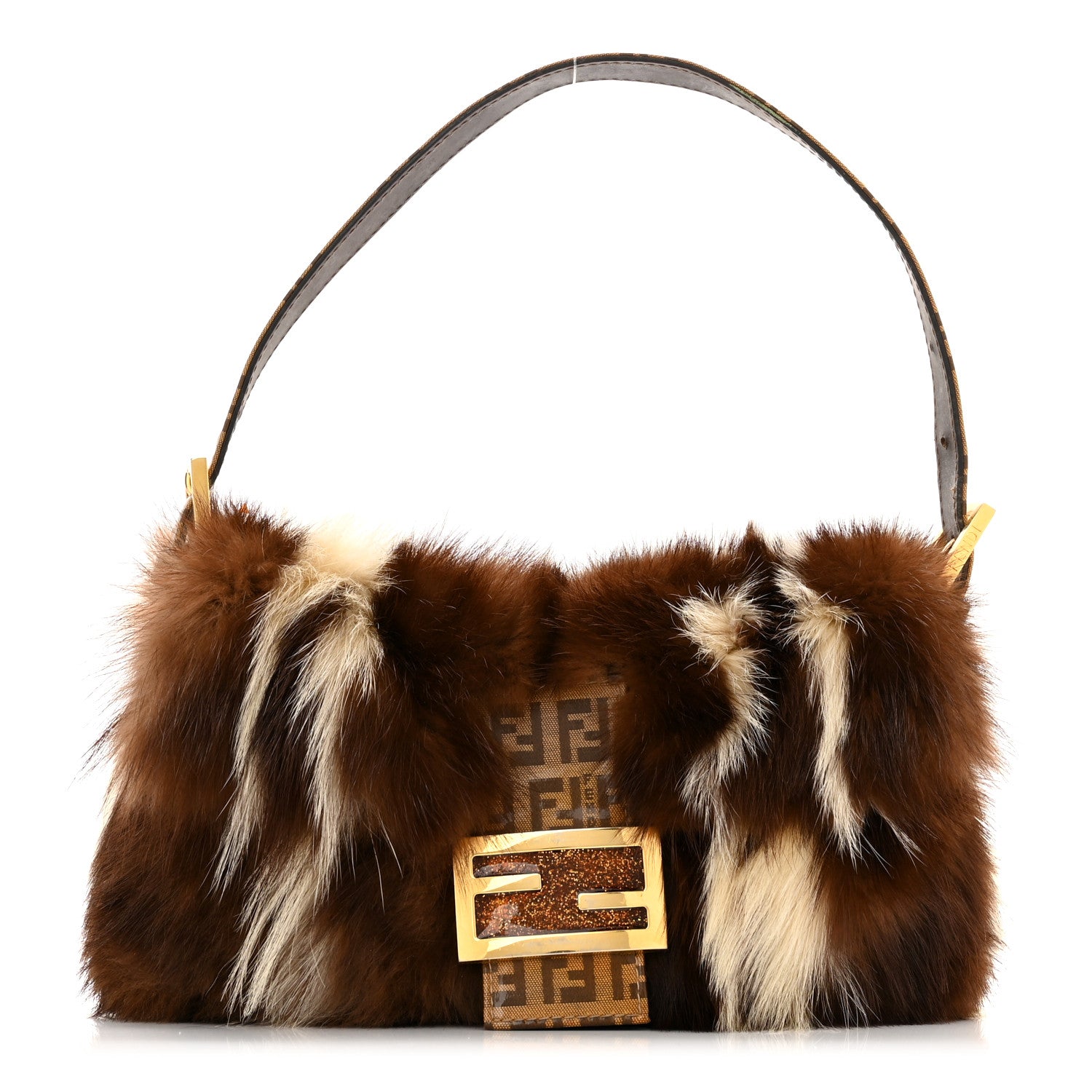 Fendi Vinyl Zucchino Skunk Fur Baguette Tobacco Multicolor 1 of 10