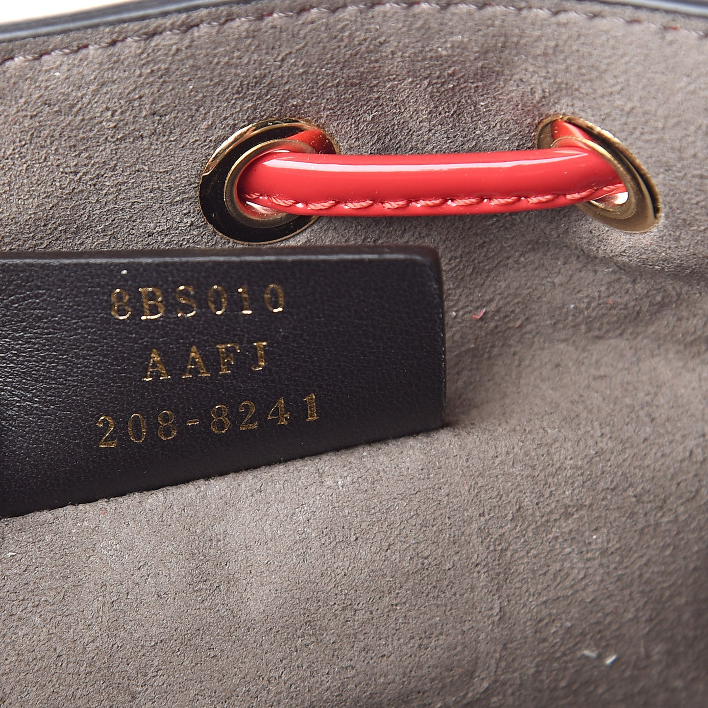 Vitello Vernice Mou F is Fendi Karligraphy Embossed Mini Mon Tresor Bucket Bag Rosso Cardinale