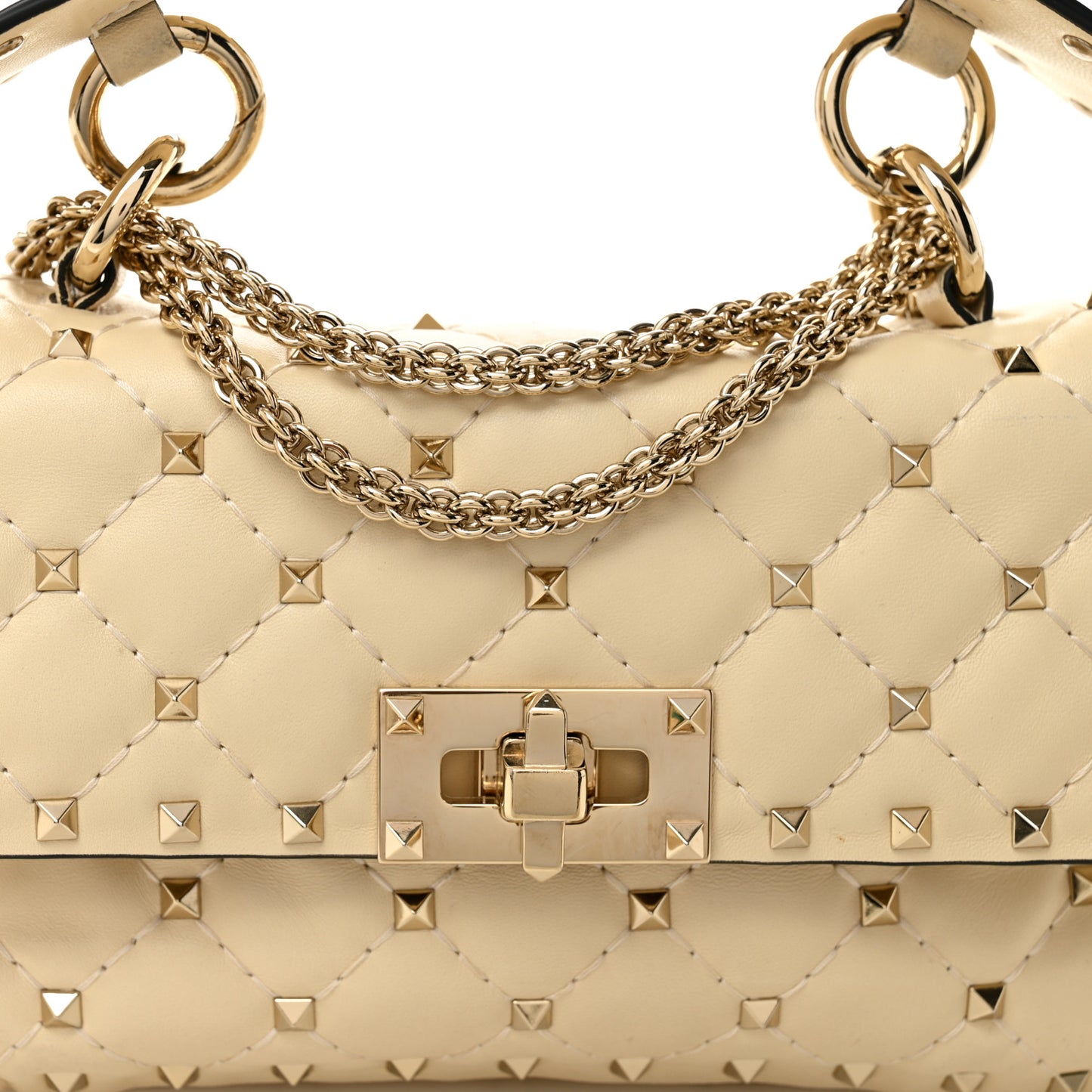 Nappa Small Rockstud Spike Shoulder Bag Light Ivory