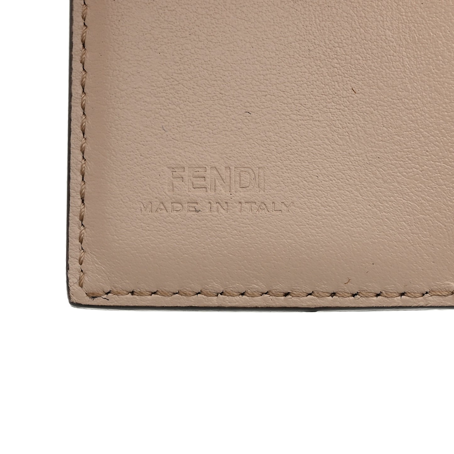 Vitello King Tamponato Embossed Fendi Roma Micro Tri-Fold Wallet Poudre
