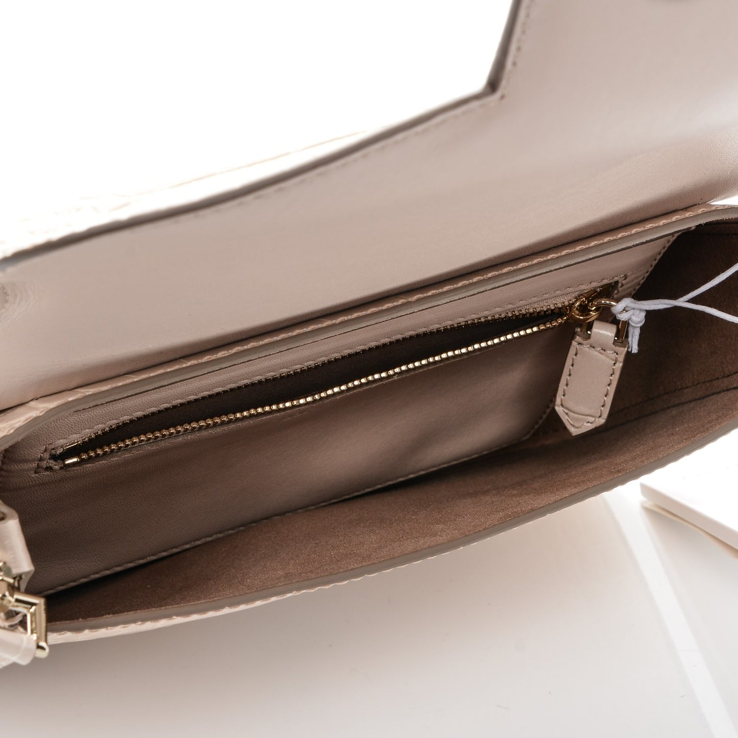 Calfskin Crocodile Embossed Small Nobile Shoulder Bag Nude Pink