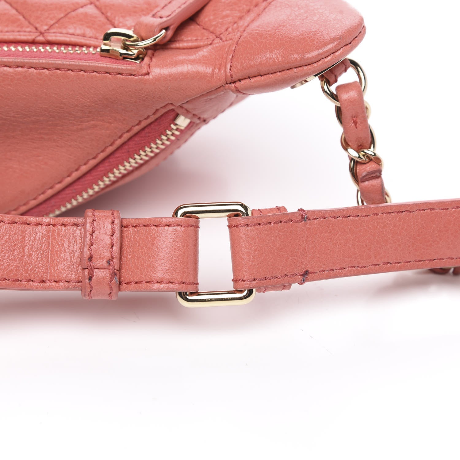 Chanel Crumpled Glazed Lambskin Quilted Waist Bag Fanny Pack Pink 12 of 14