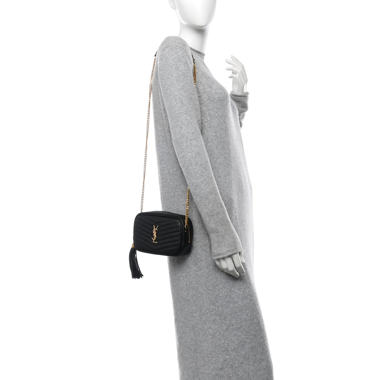 Saint Laurent Grain De Poudre Matelasse Monogram Mini Lou Camera Bag Black 2 of 10