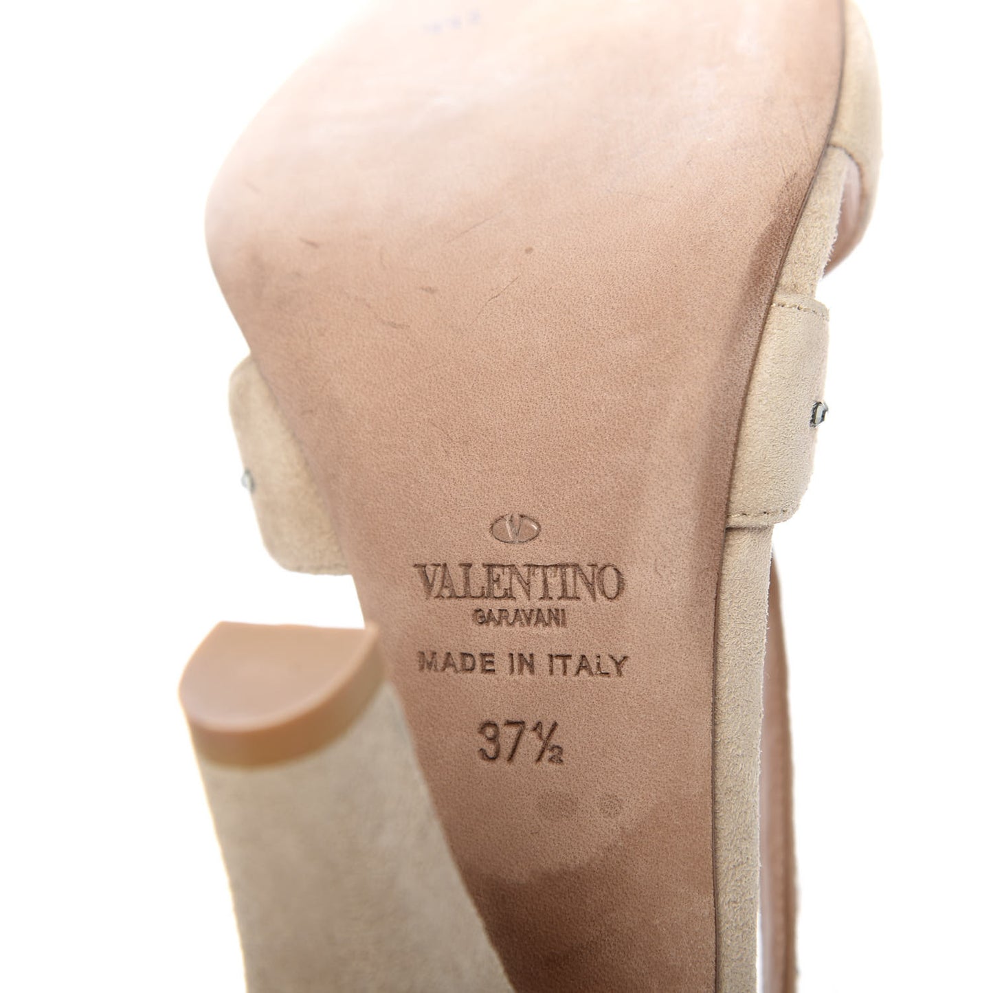 Suede Crystal Embellished Sandals 37.5 Poudre