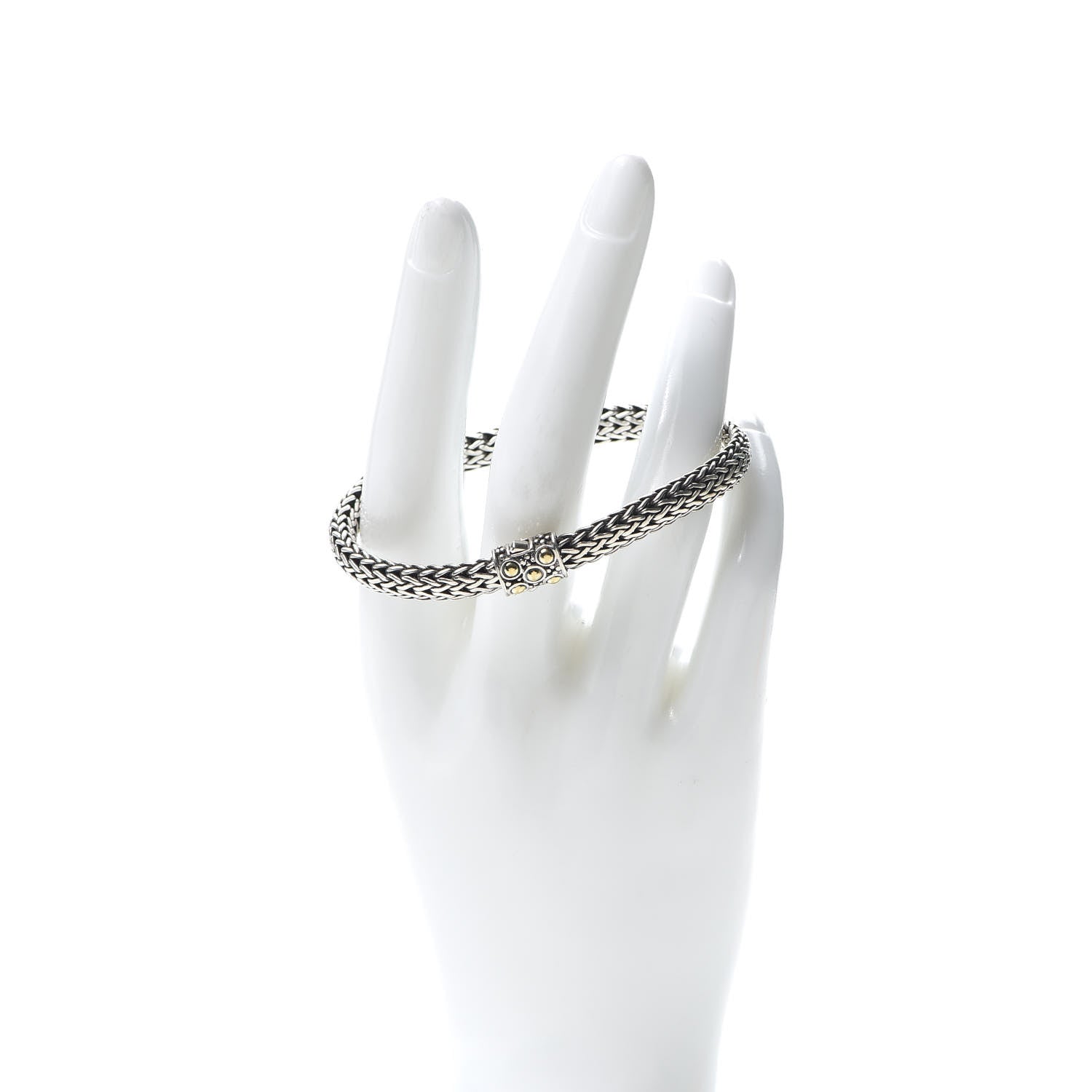 John Hardy Sterling Silver 18K Yellow Gold 9mm Jaisalmer Dot Chain Bracelet 2 of 4
