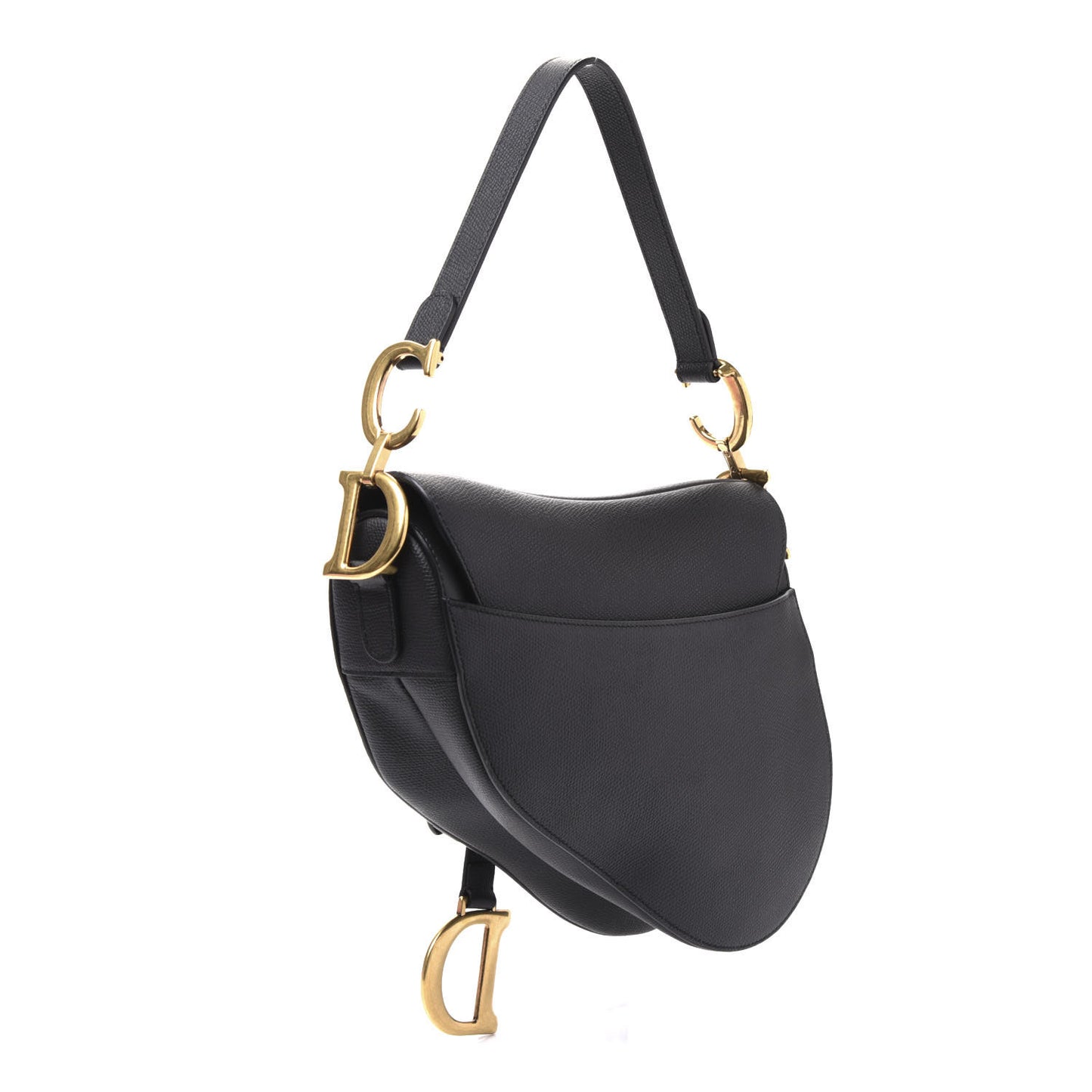 Grained Calfskin Saddle Bag Black