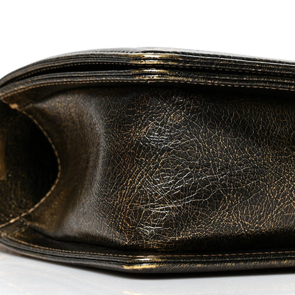 Chanel Metallic Crackled Calfskin Quilted Medium Boy Flap Black Gold 9 of 10