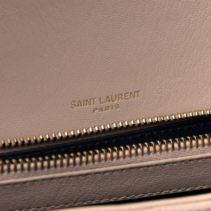 Saint Laurent Sheepskin Matelasse Chevron Monogram Large College Satchel Beige 5 of 5