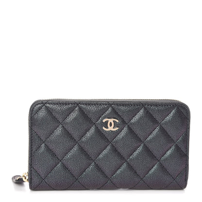Chanel Iridescent Caviar Quilted Medium Zip Around Wallet Black 1 of 9