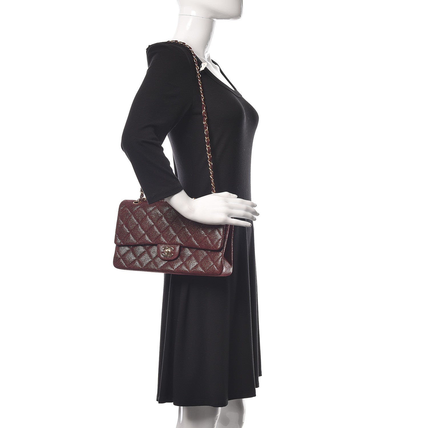 Chanel Iridescent Caviar Quilted Medium Double Flap Red 2 of 11