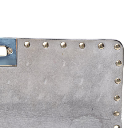 Valentino Garavani Craquele Nappa Medium Rockstud Spike Shoulder Bag Pastel Grey 12 of 12