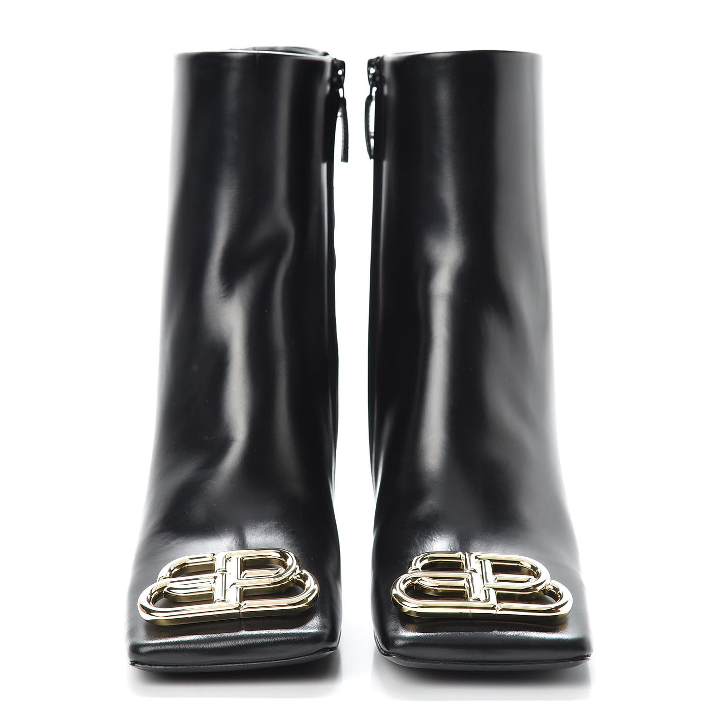 Calfskin BB Double Square 80mm Booties 38.5 Black